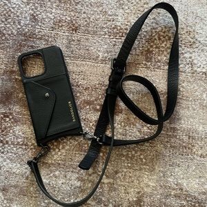 Bandolier crossbody strap iPhone 14 pro max case with credit card wallet